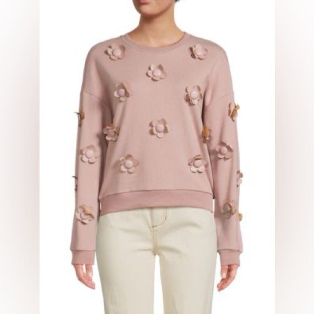 425M NWT ESTELINA Floral Applique‎ Crewneck Sweatshirt - Size: Medium